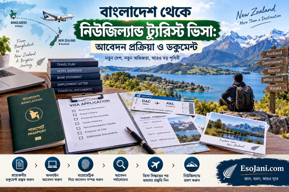 বাংলাদেশ থেকে নিউজিল্যান্ড ট্যুরিস্ট ভিসা: আবেদন প্রক্রিয়া, প্রয়োজনীয় কাগজপত্র ও আর্থিক প্রস্তুতি