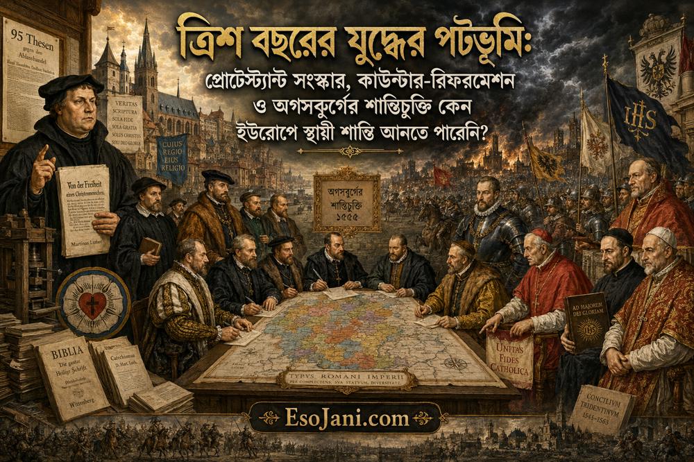 ত্রিশ বছরের যুদ্ধের পটভূমি: প্রোটেস্ট্যান্ট সংস্কার, কাউন্টার-রিফরমেশন ও অগসবুর্গের শান্তিচুক্তির ব্যর্থতা
